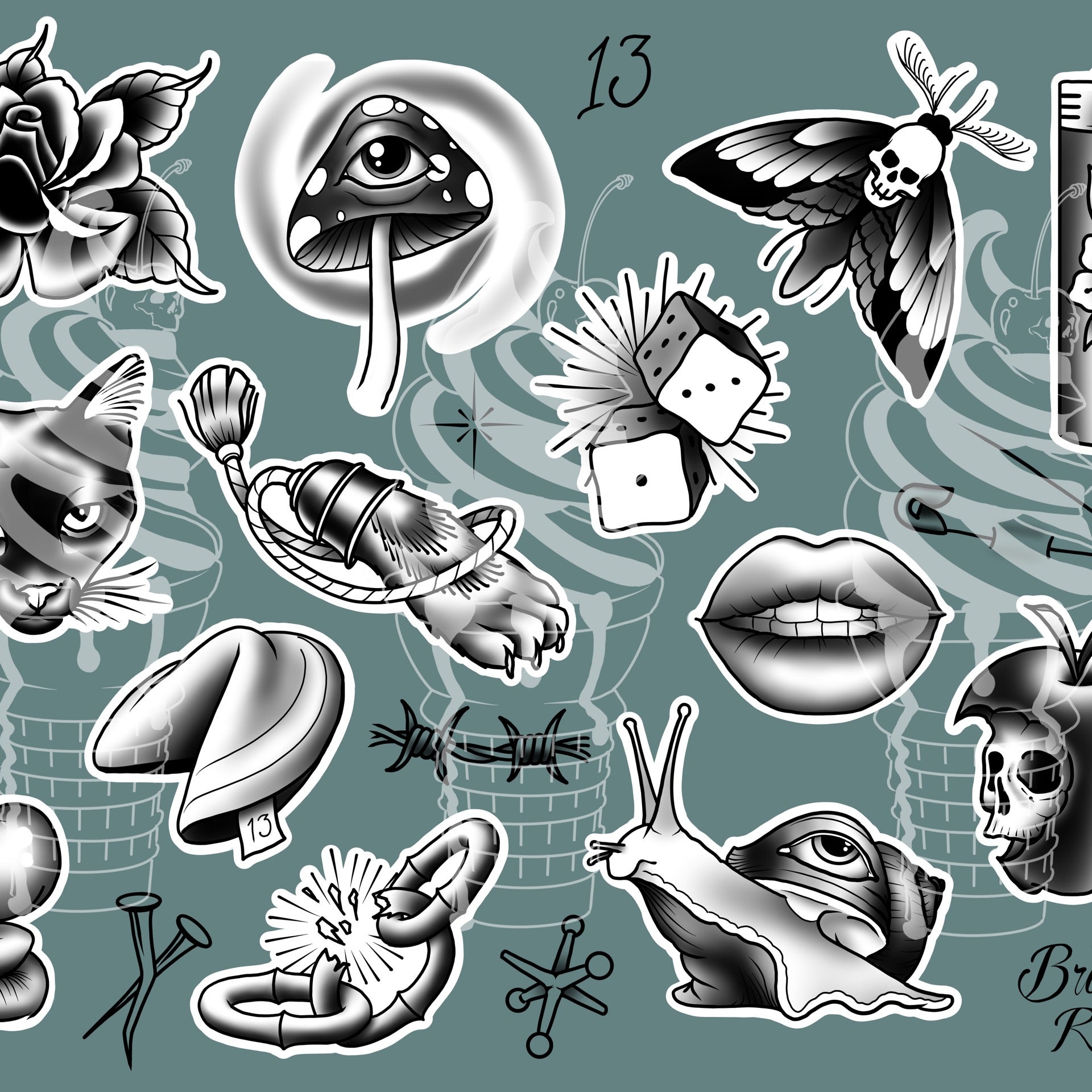 Friday the 13th Tattoo Flash